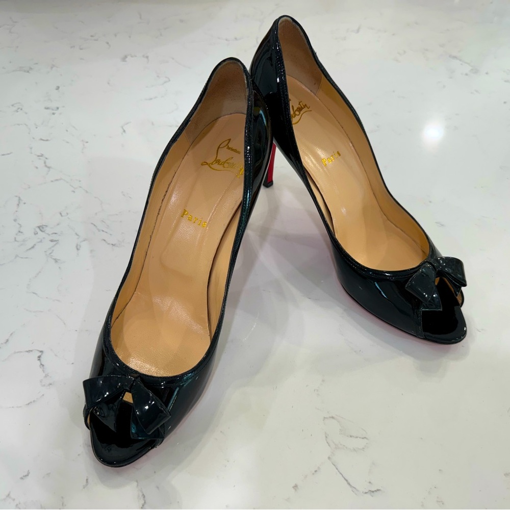 Christian Louboutin Milady Black Patent Leather Heels Size 40/ 8.5 US